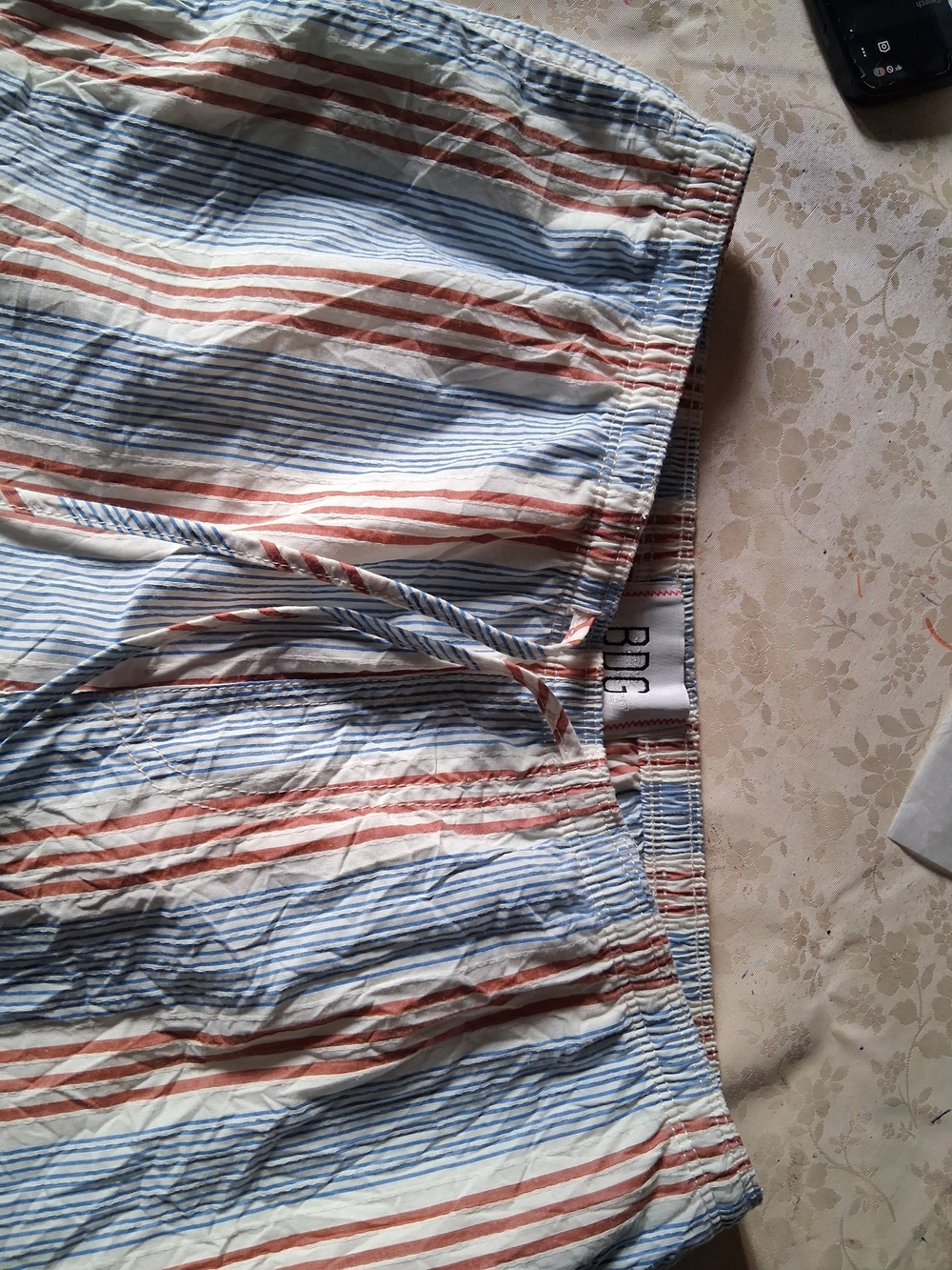 BDG Light Blue & Tan Striped Wide-Leg Drawstring Pants - Picture 5 of 8